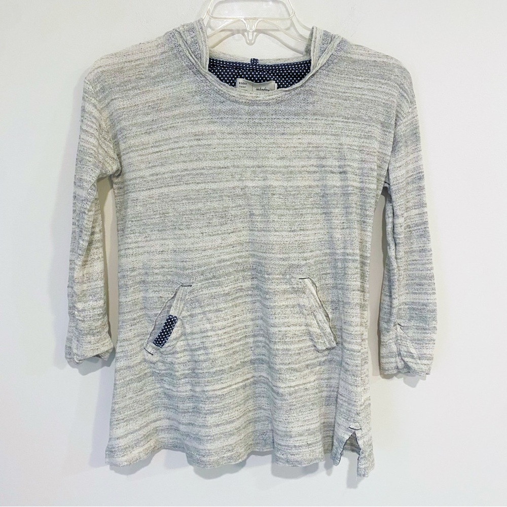 Anthropologie | Saturday Sunday Hooded Top Gray Cotton Size XS